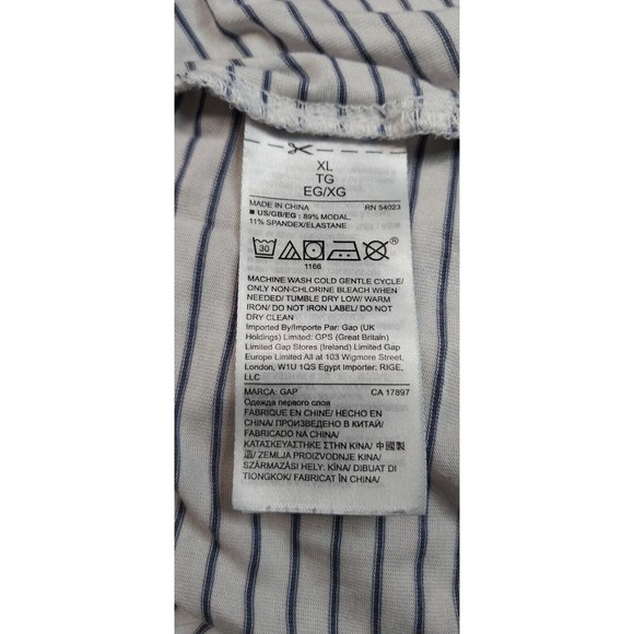 VTG LOVE Gap Shirt Tank Top Size XL Tee Sleeveless Gray Navy Stripe Modal Lounge - Picture 4 of 13